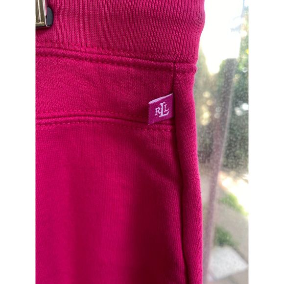 Lauren Ralph Lauren 100% Cotton Hot Fuchsia Pink Straight Leg Sweatpants SZ XL - Picture 4 of 5